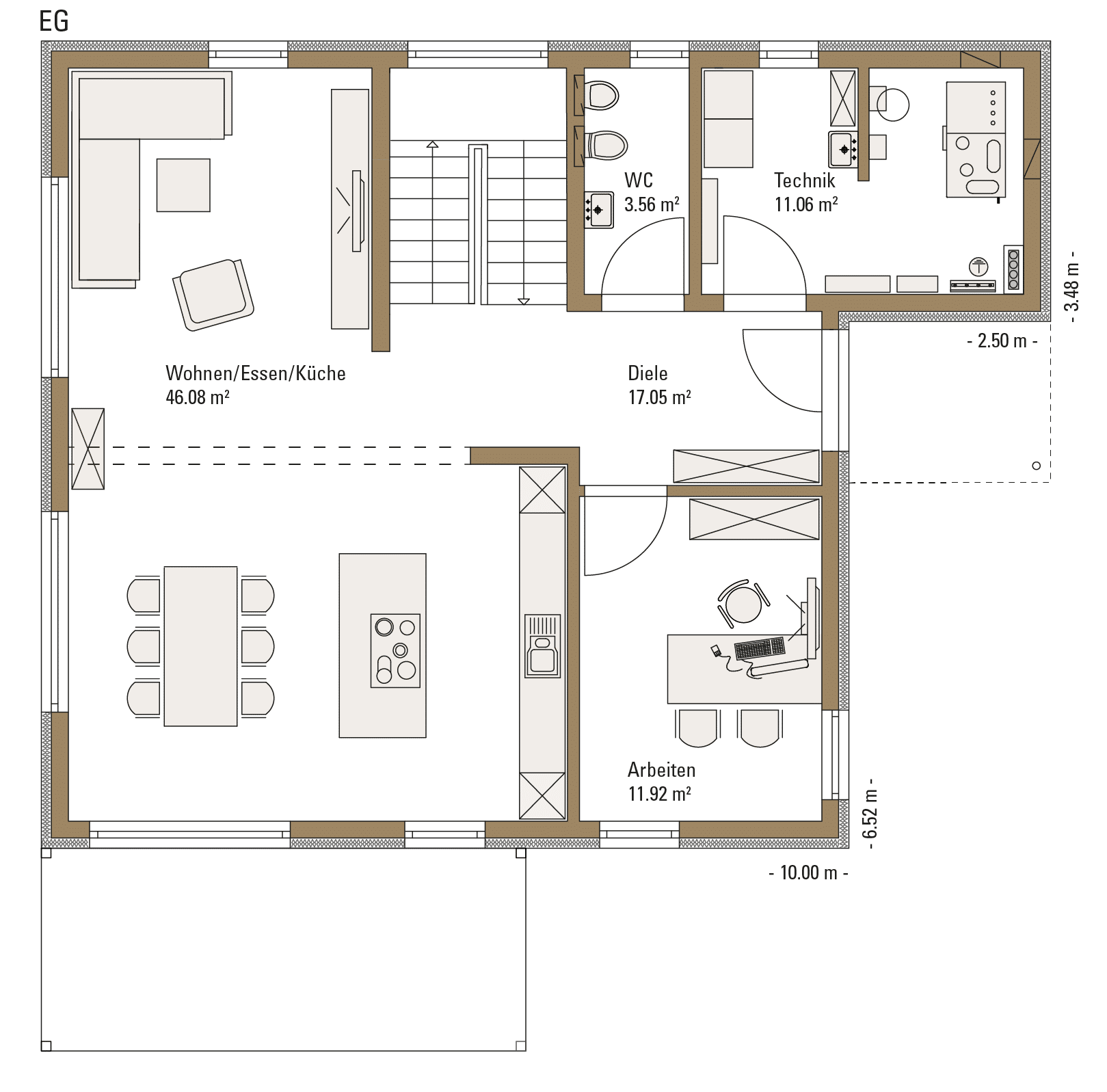 Grundriss Erdgeschoss im Musterhaus Urbanlife Mannheim