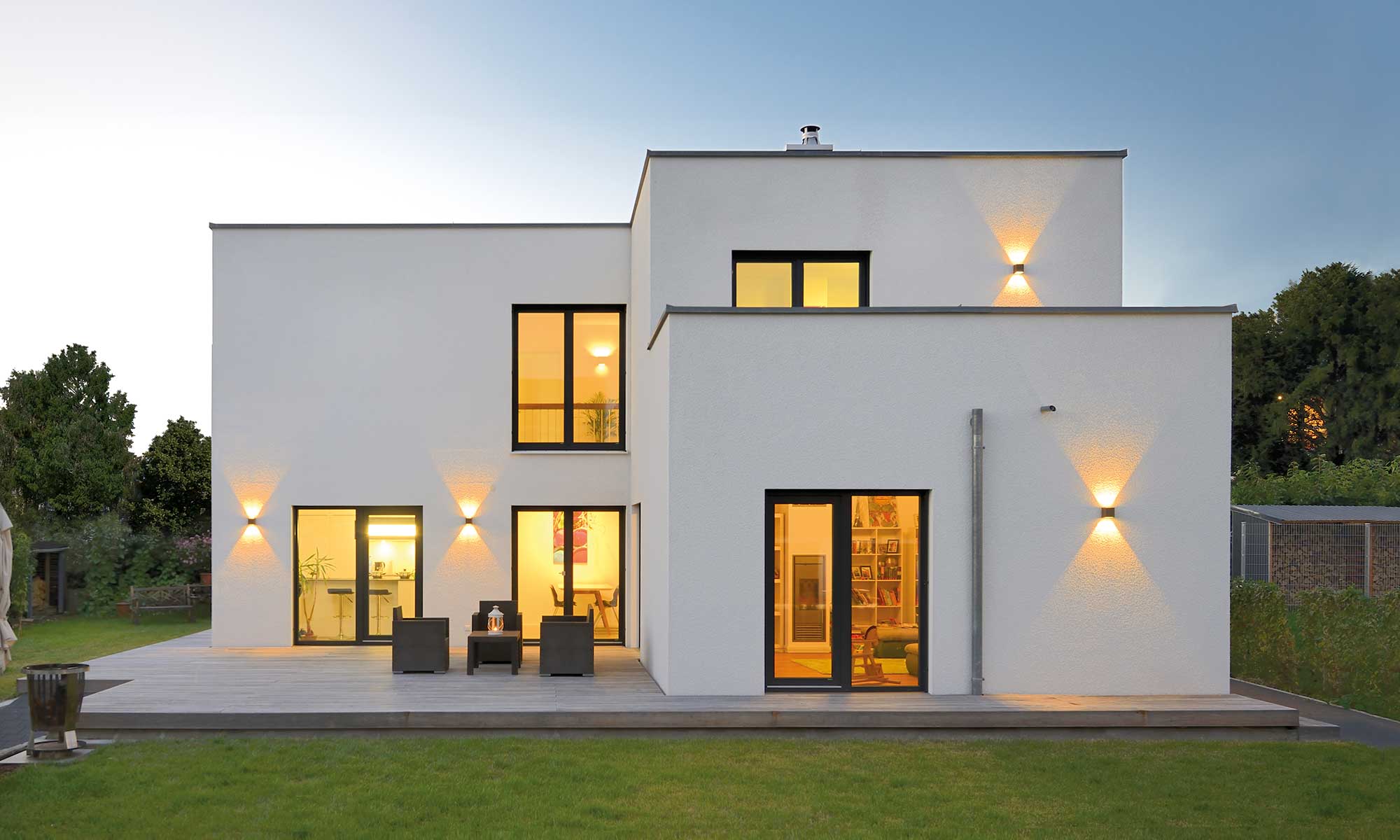 Garten Flachdach Haus Jacobi von Fertighaus WEISS