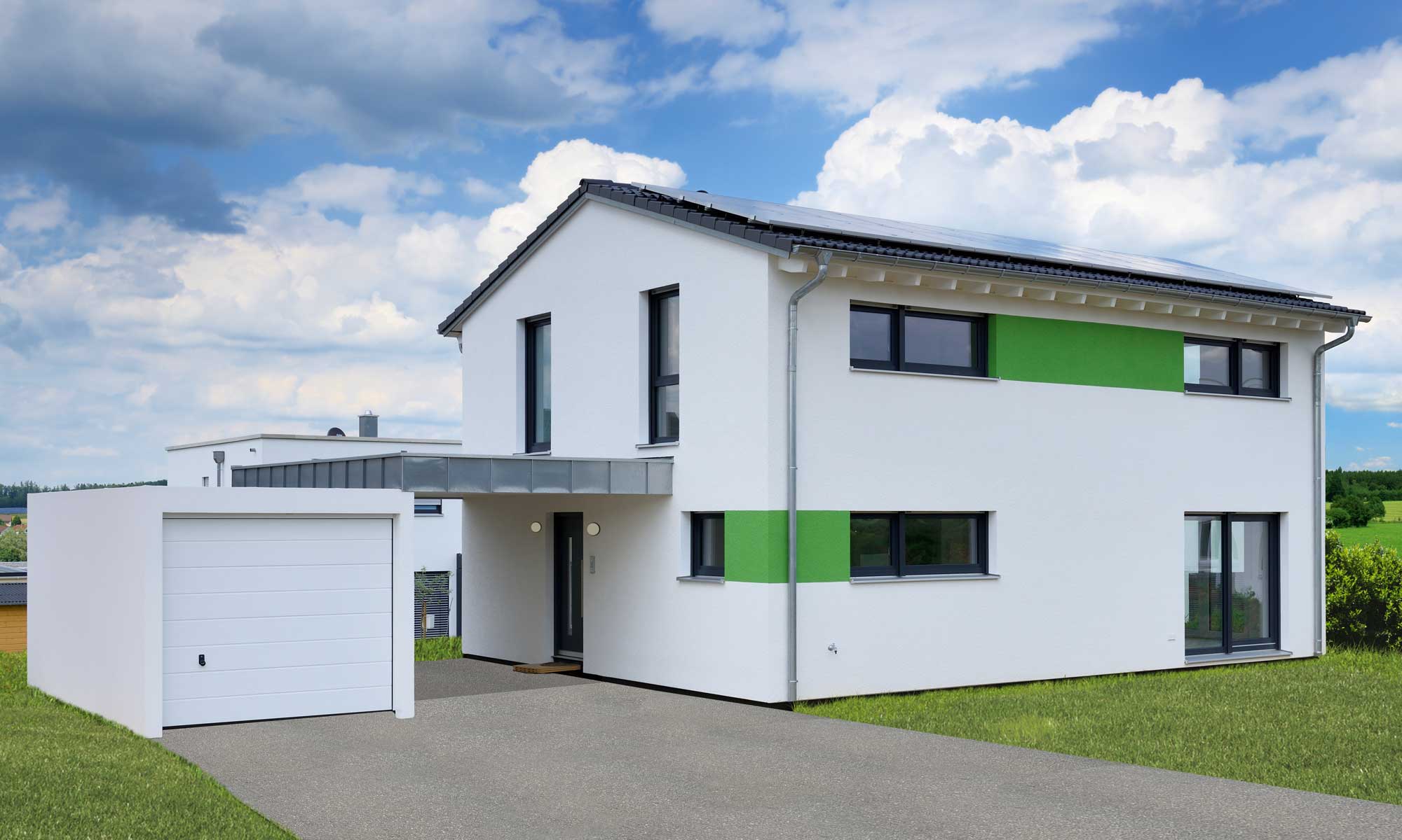 Einfahrt Haus Schmid von Fertighaus WEISS