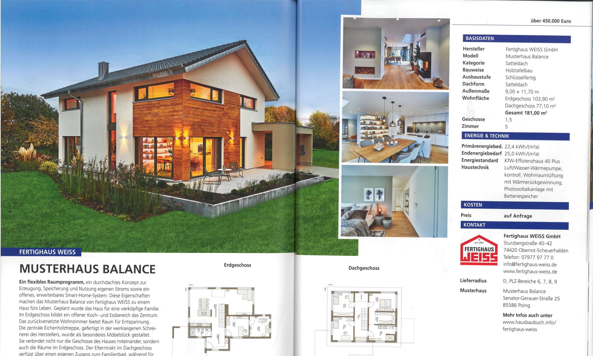 Beitrag Hausbaubuch Musterhaus Balance Poing von Fertighaus WEISS
