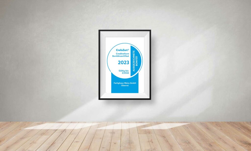 Crefo Zertikfikat für Fertighaus WEISS