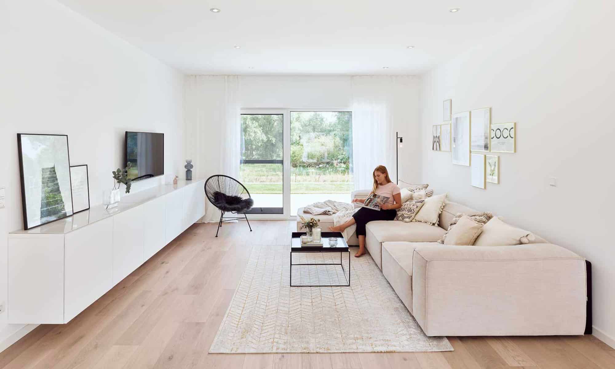 Wohnzimmer Haus Rohr Fertighaus WEISS